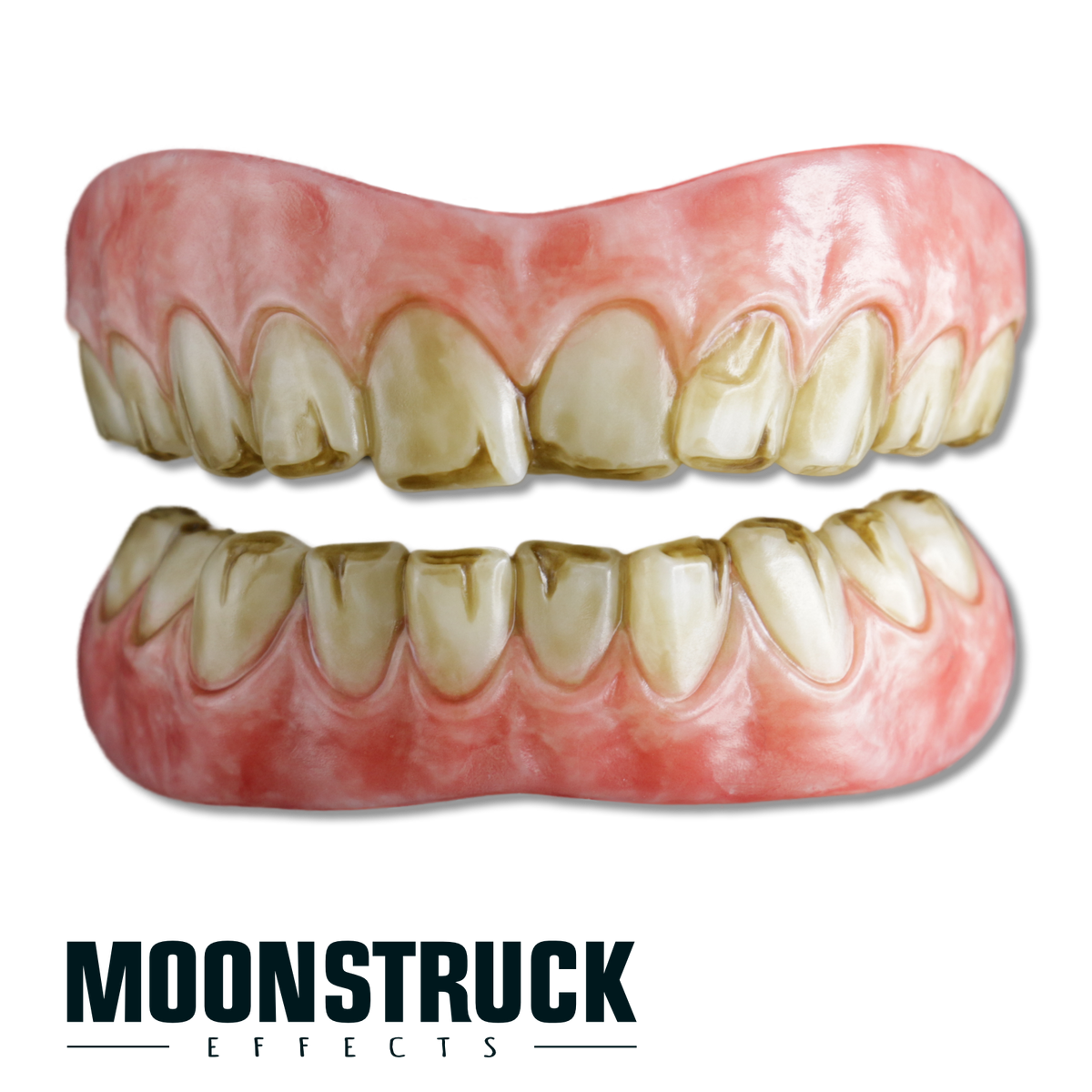Third Time's the Charm full FX teeth set with uneven notched teeth and dirty yellow-brown staining